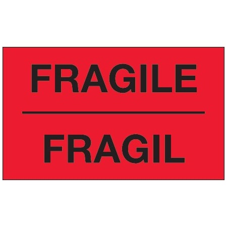Bsc Preferred 3 x 5'' - ''Fragil'' Fluorescent Red Bilingual Labels BUY00024113